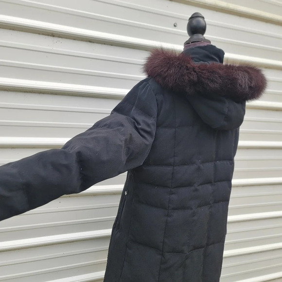 Gallery Women's Fox Fur Collar Puffer Coat Platinum Black Burgundy Red Sz L - Picture 4 of 13